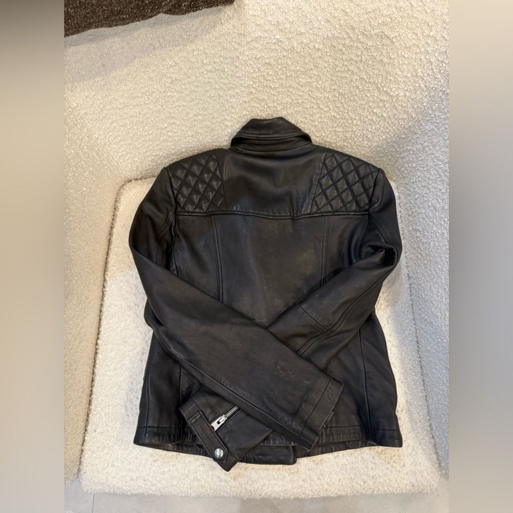 AllSaints Catch Biker Kushiro Jacket Quilted Black Leather - Picture 2 of 5
